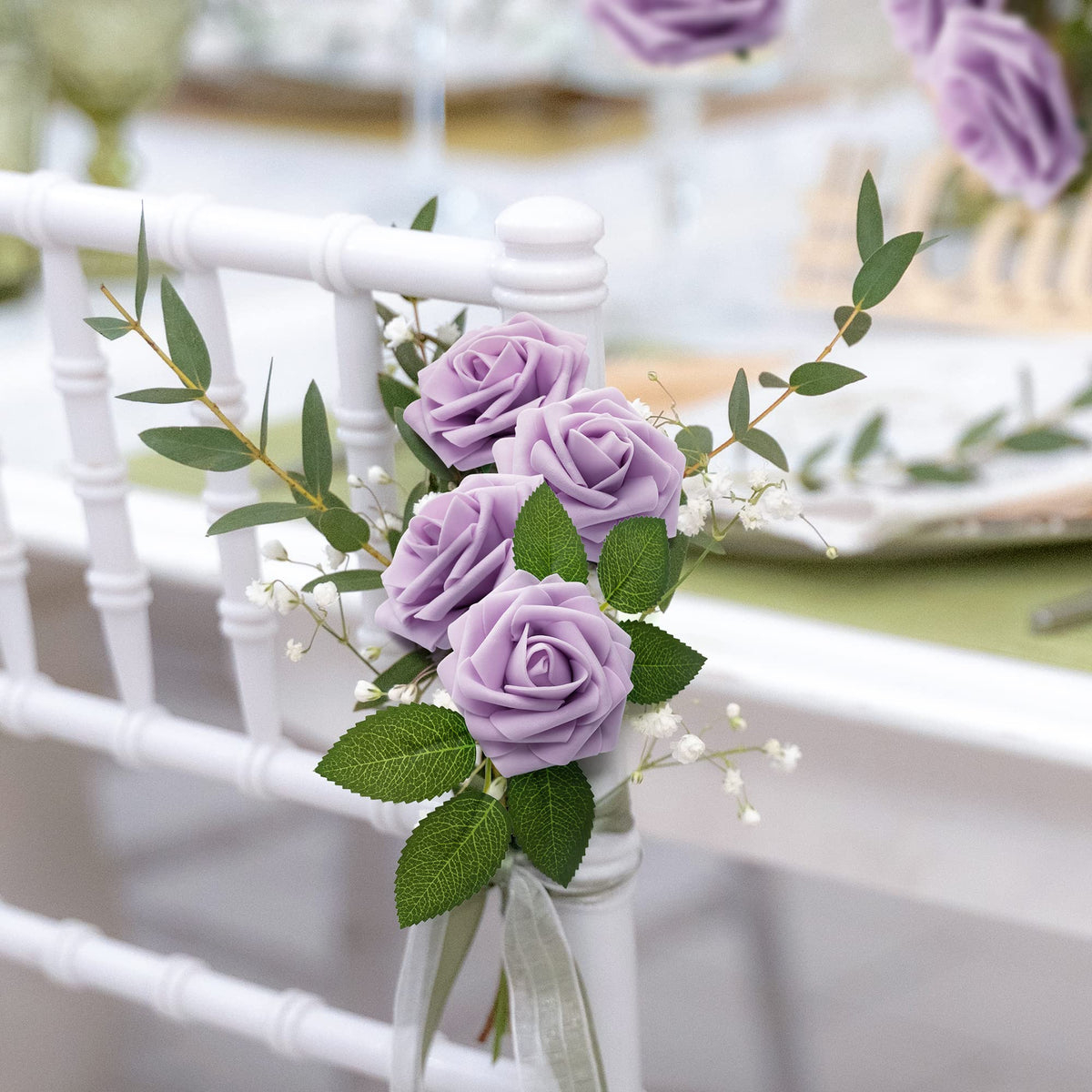 Mocoosy lavender rose artificial flowers stems ready for versatile arrangements