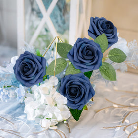 Mocoosy navy blue rose centerpieces enhance event decor