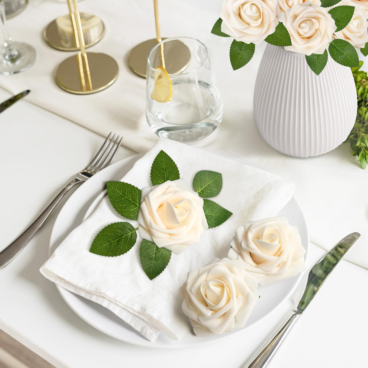 Mocoosy real-touch cream rose with lifelike detail for elegant decor