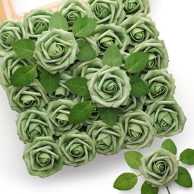Mocoosy sage green rose artificial flowers for bouquet-ready, realistic texture.