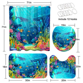 Mocsicka ocean bath rug with non-slip backing for safer, drier floors.