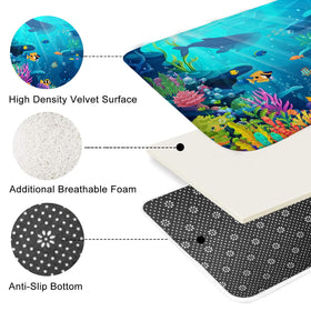 Mocsicka ocean toilet lid cover finishes the playful bathroom theme.