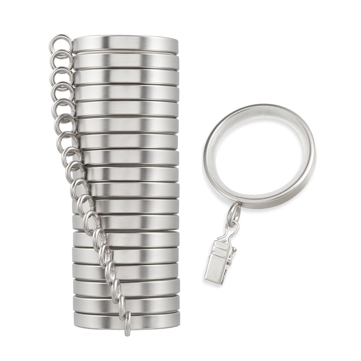 MODE Cambria Designer Series easy glide rings in brushed nickel for quiet movement.
