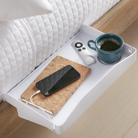 Modern Innovations bedside shelf clip-on bed frame for quick access to essentials.