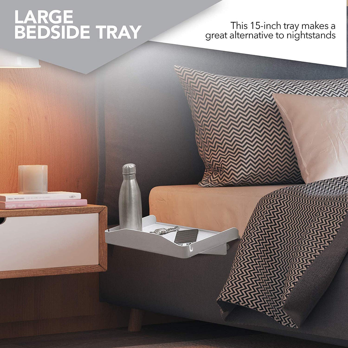Modern Innovations bed shelf ideal for snacks, books, or devices on the top bunk.