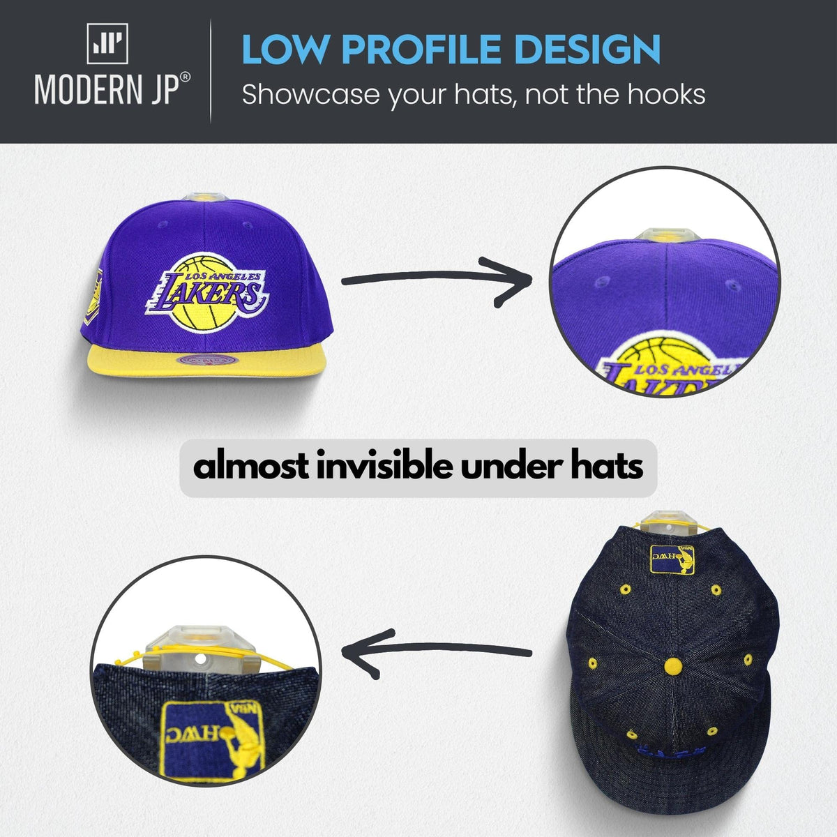 Modern JP patented design curved hooks protect hats from warping.