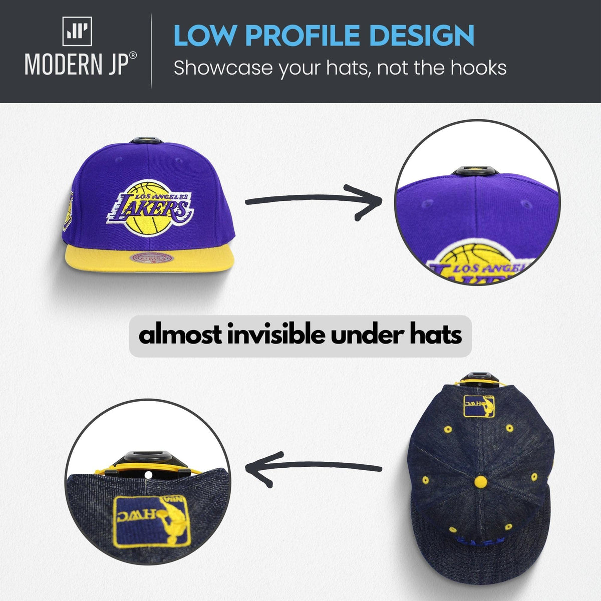 USA-patented Modern JP hat display design curbs hat warp and preserves shape.