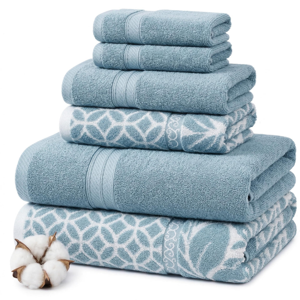 Modern Threads Botanical Vine bath towel 27x54 in sky blue, plush and absorbent