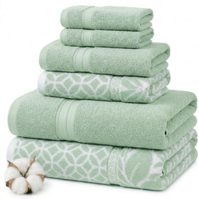 Modern Threads Botanical Vine bath towel in sage green, plush and absorbent.