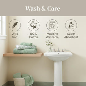 Modern Threads Botanical Vine towels shown in a spa-like bathroom setup.