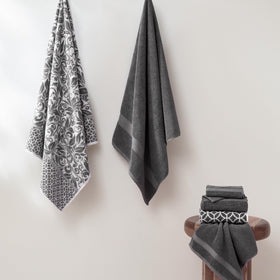 Modern Threads Botanical Vine hand towels displayed, soft texture for guests.