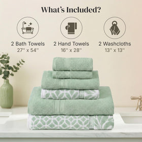 Modern Threads Botanical Vine washcloth in sage green, gentle cleansing.