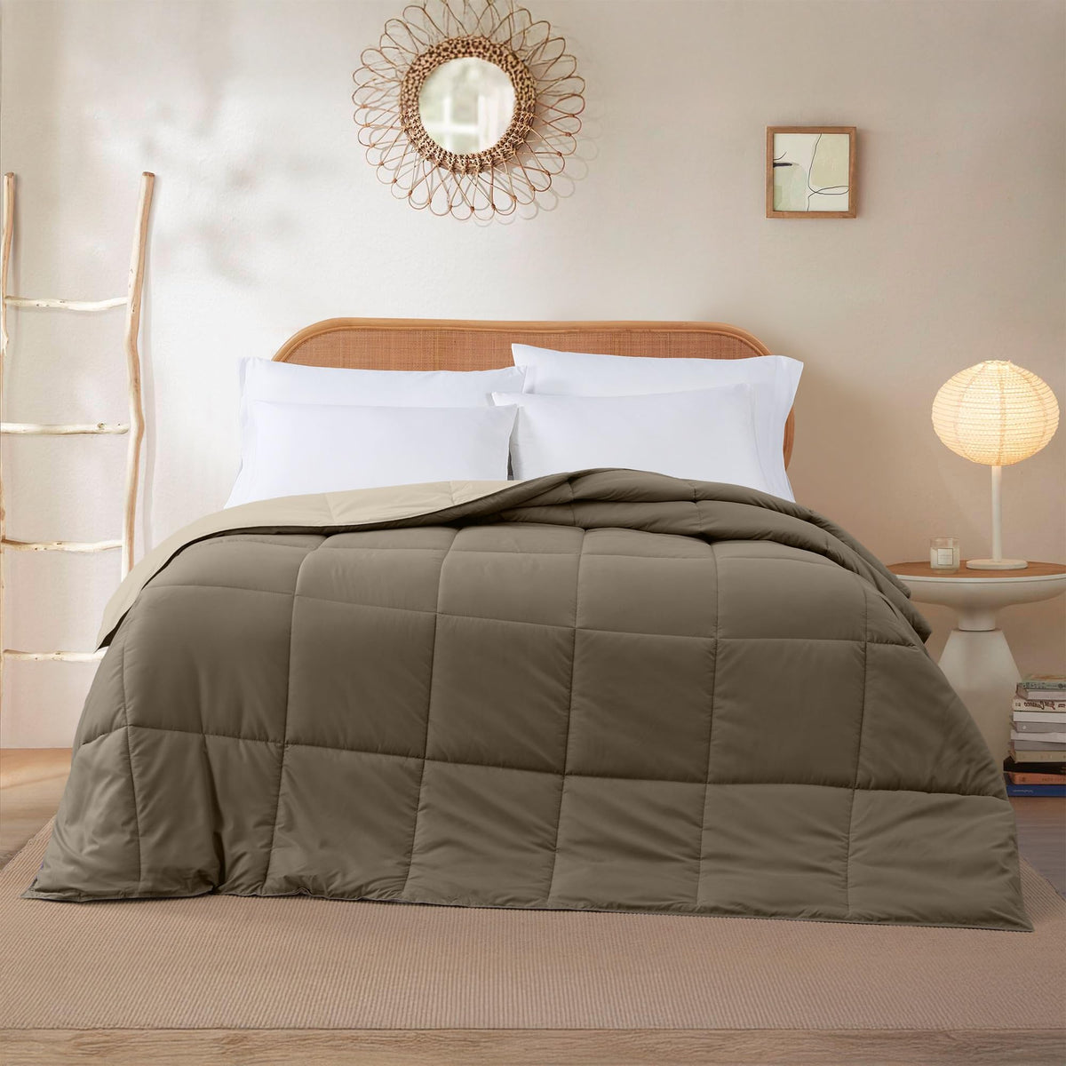 Modern Threads box-stitch design comforter delivers secure fill and lasting loft after washing