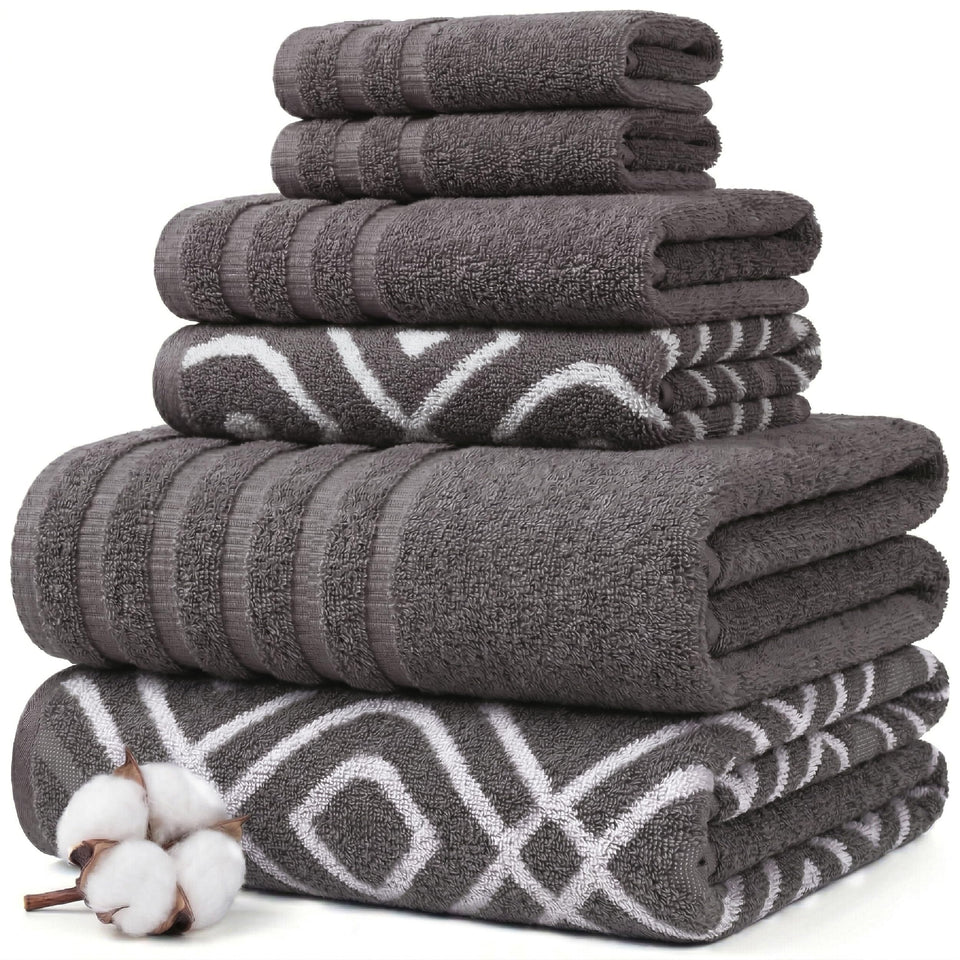 Modern Threads Classic Diamond 6-piece towel set full view for everyday luxury