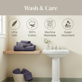 Set displayed in a coordinated lavender bathroom setup for a cohesive look.