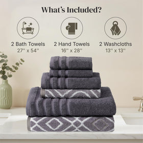Modern Threads Classic Diamond washcloths in lavender provide quick-dry performance after washing.