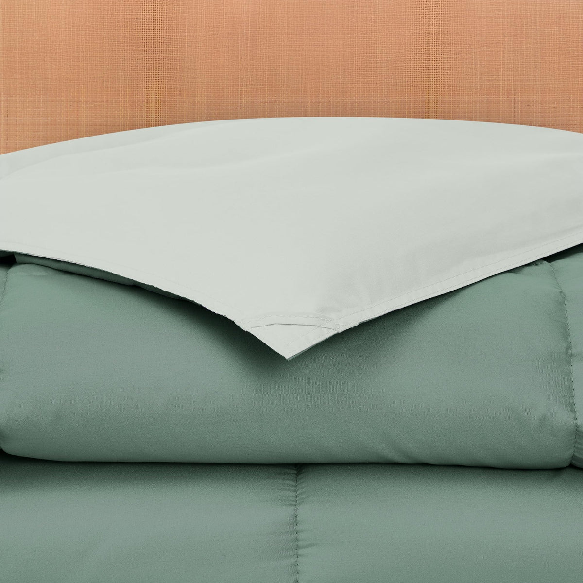 Corner tabs keep the comforter aligned inside a duvet cover for a neat look