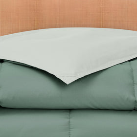 Corner tabs keep the comforter aligned inside a duvet cover for a neat look