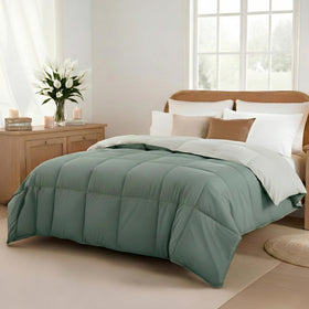 Modern Threads down-alternative reversible comforter in ivory highlights year-round warmth for cozy nights