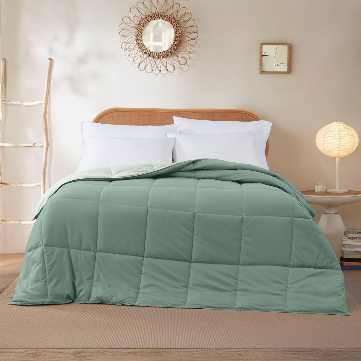 Modern Threads reversible comforter in sage green offers fresh design for living spaces