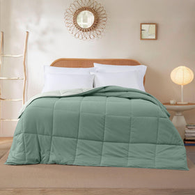 Modern Threads reversible comforter in sage green offers fresh design for living spaces