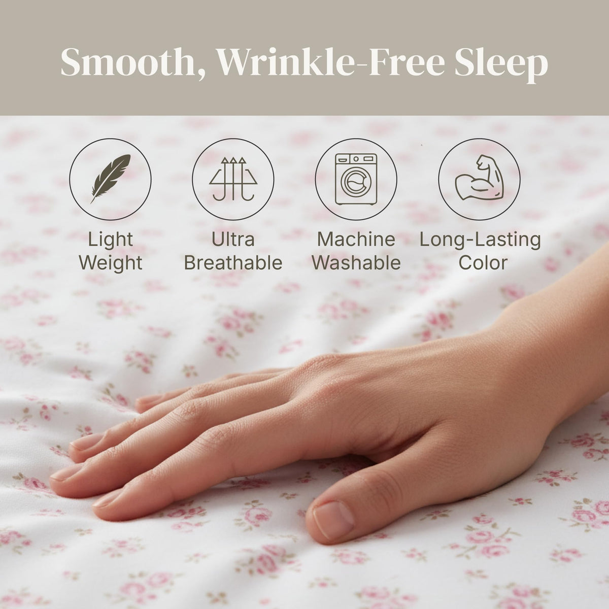 Modern Threads easy-care color stay design resists wrinkles and fading through washes.