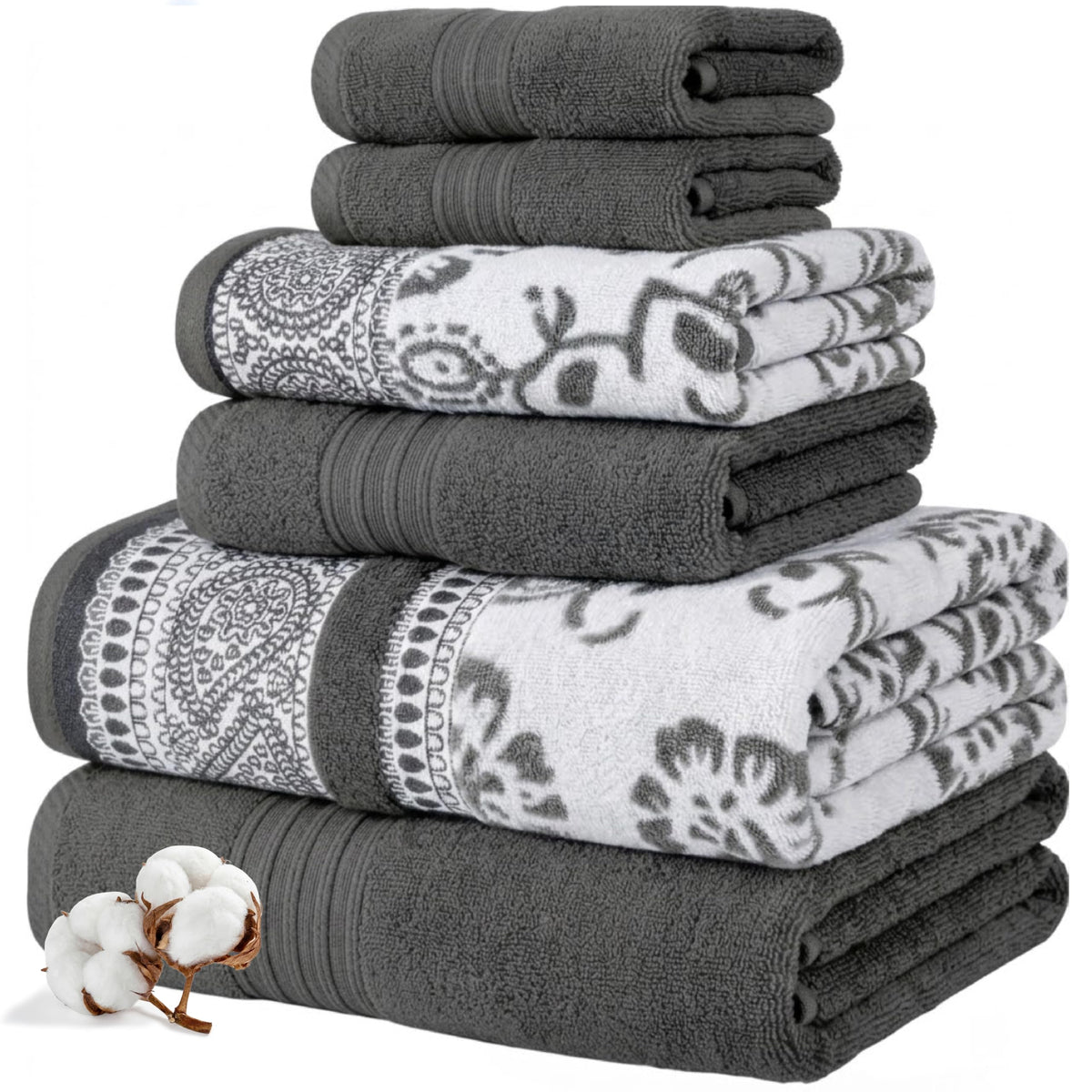 Modern Threads Floral Trail bath towel close-up, showing plush pile and high absorbency for daily luxury
