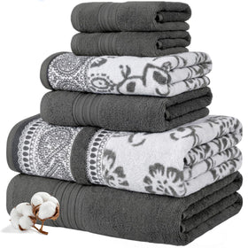 Modern Threads Floral Trail bath towel close-up, showing plush pile and high absorbency for daily luxury