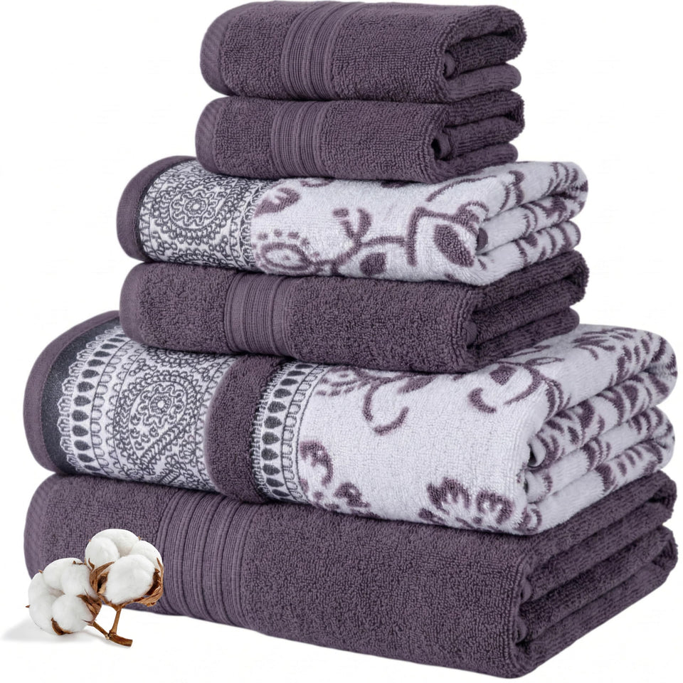Modern Threads Floral Trail bath towel 27x54 in purple, ultra-soft and highly absorbent.
