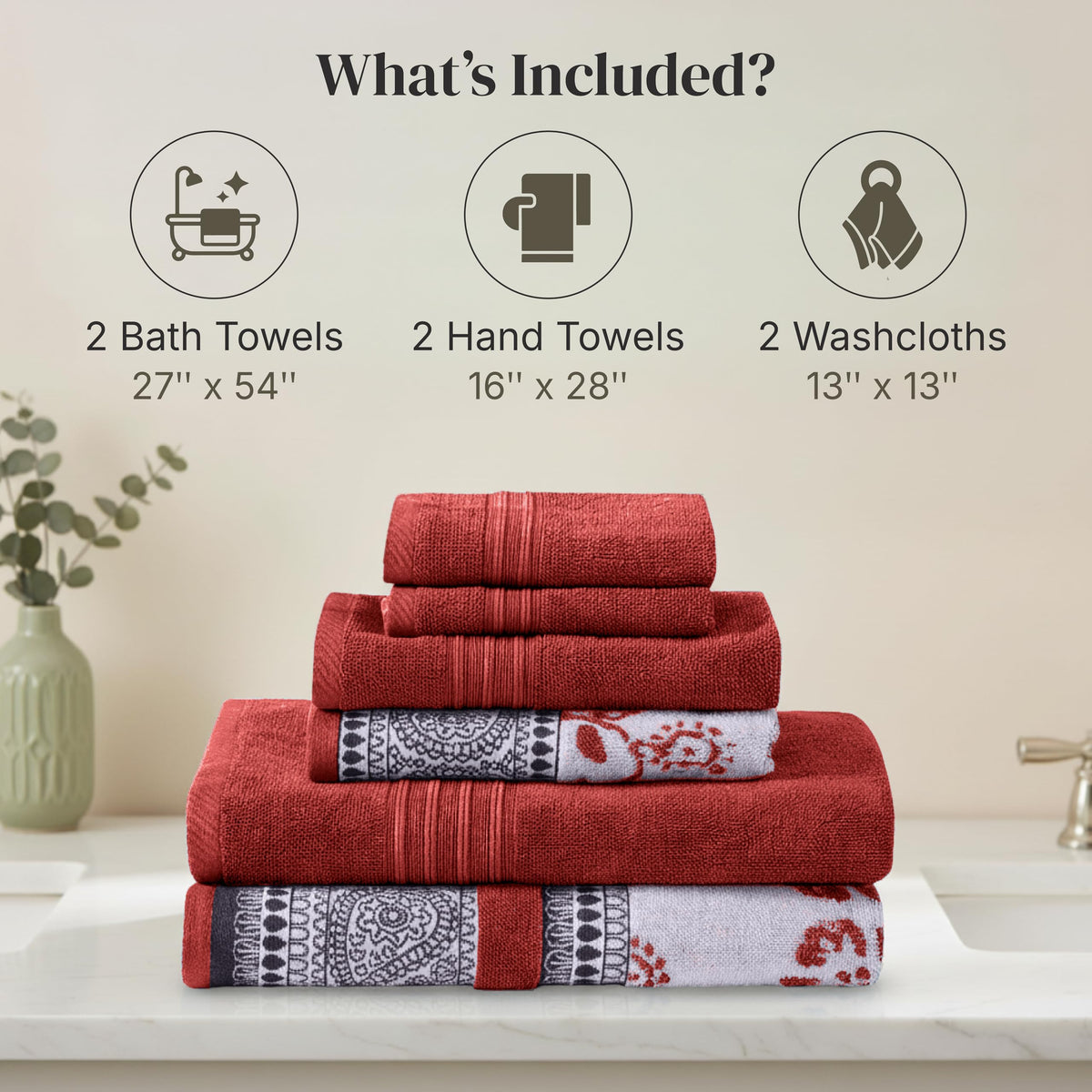 Modern Threads Floral Trail hand towel soft, quick-drying option for daily routines
