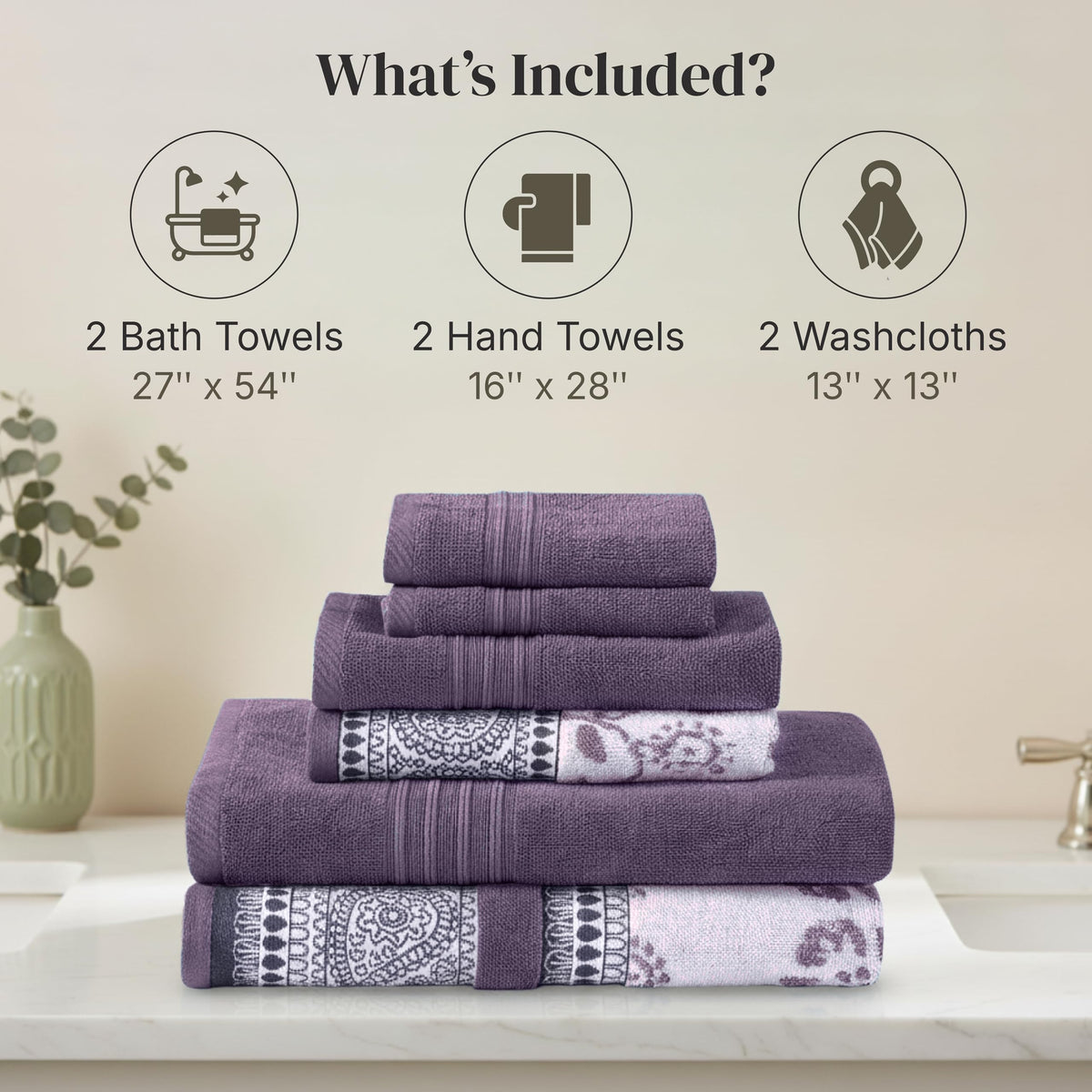 Modern Threads Floral Trail hand towel 16x28, velvety soft and quick drying for daily use.