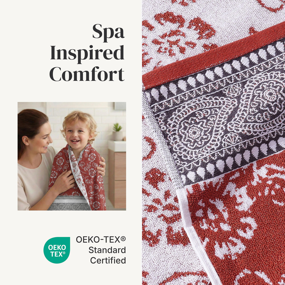 Modern Threads Floral Trail hand towel jacquard pattern with sturdy stitching