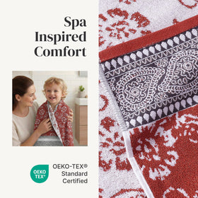 Modern Threads Floral Trail hand towel jacquard pattern with sturdy stitching