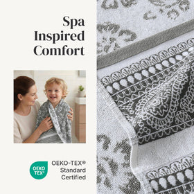 Modern Threads Floral Trail hand towel weave detail, showcasing reinforced edges for long-lasting use