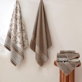 Modern Threads Floral Trail hand towels closeup shows soft cotton and quick-dry feel.