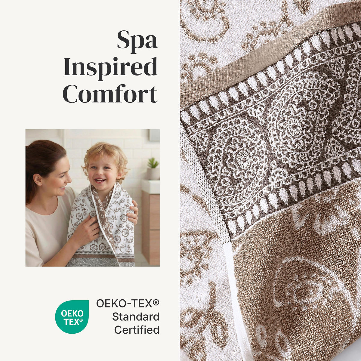 Modern Threads Floral Trail jacquard detail highlights reversible pattern and durable construction.