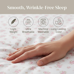 Modern Threads machine-wash friendly sheets simplify care and color retention.