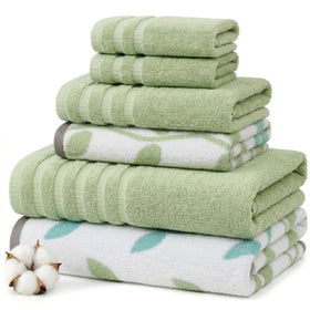 Modern Threads Natural Vine bath towel in sage green with plush 550 GSM cotton.
