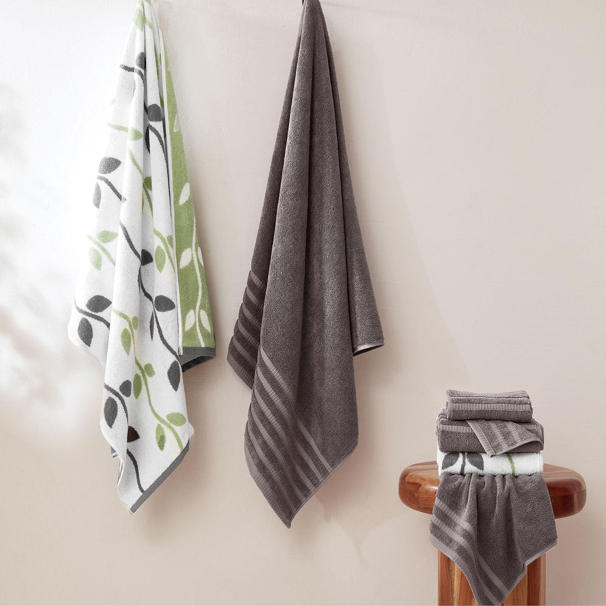 Modern Threads Natural Vine hand towels offer quick-dry convenience near sinks