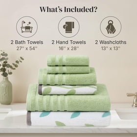 Modern Threads Natural Vine washcloth in sage green for daily use.