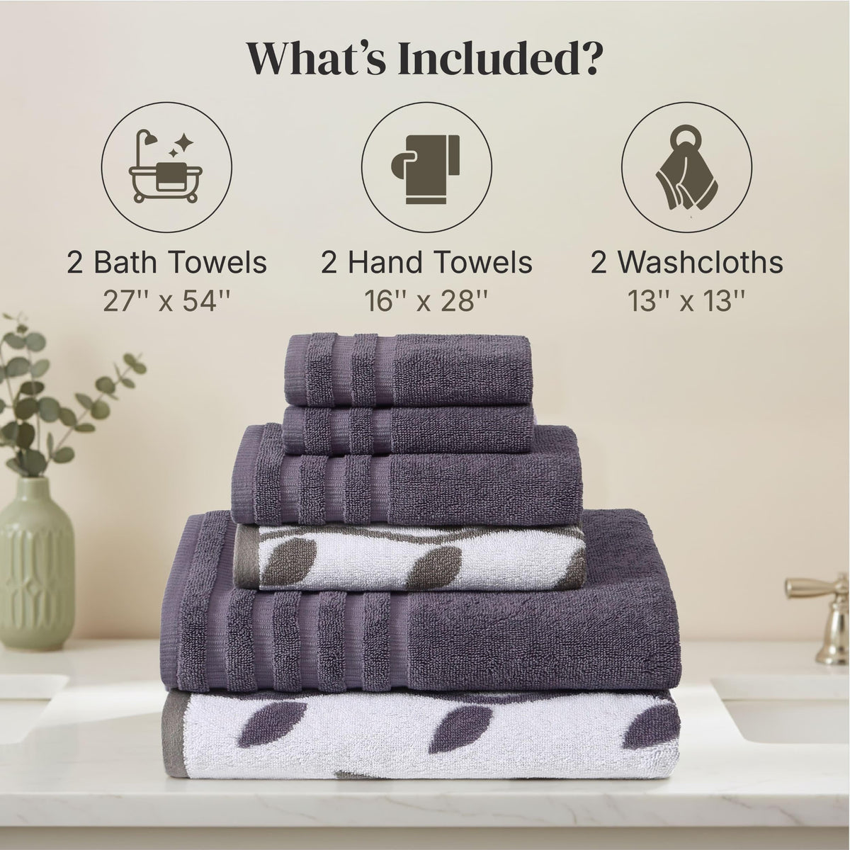 Modern Threads Natural Vine washcloth 13x13 with soft texture for gentle cleansing