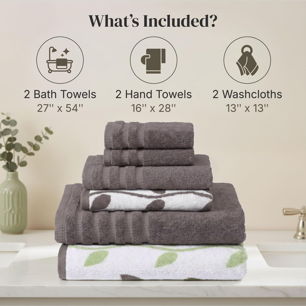 Modern Threads Natural Vine washcloths provide gentle cleansing with durable cotton fibers