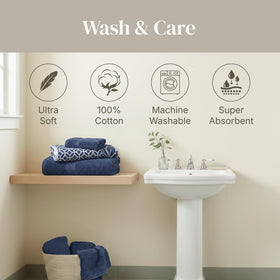 Modern Threads Navy colorway boosts coastal-inspired vibes and a polished bathroom finish.