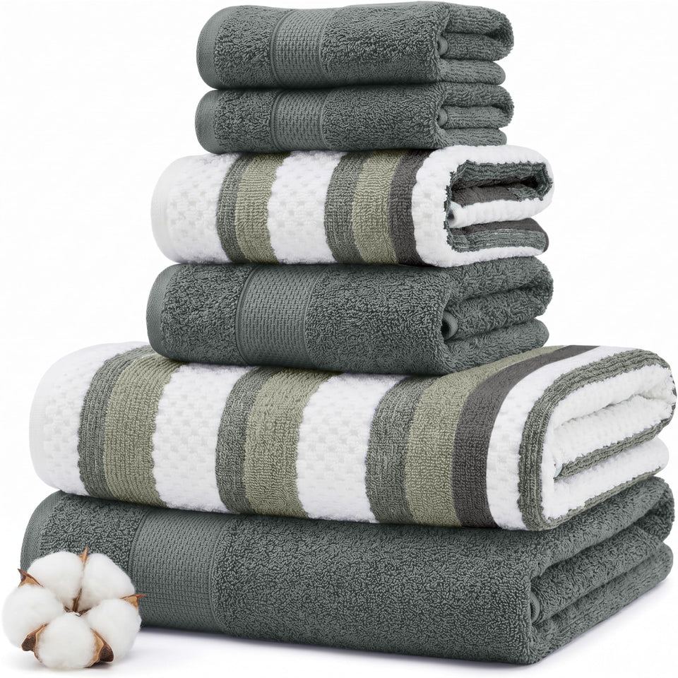 Modern Threads Pax 6pc towel set Ivy on display, spa-like luxury.