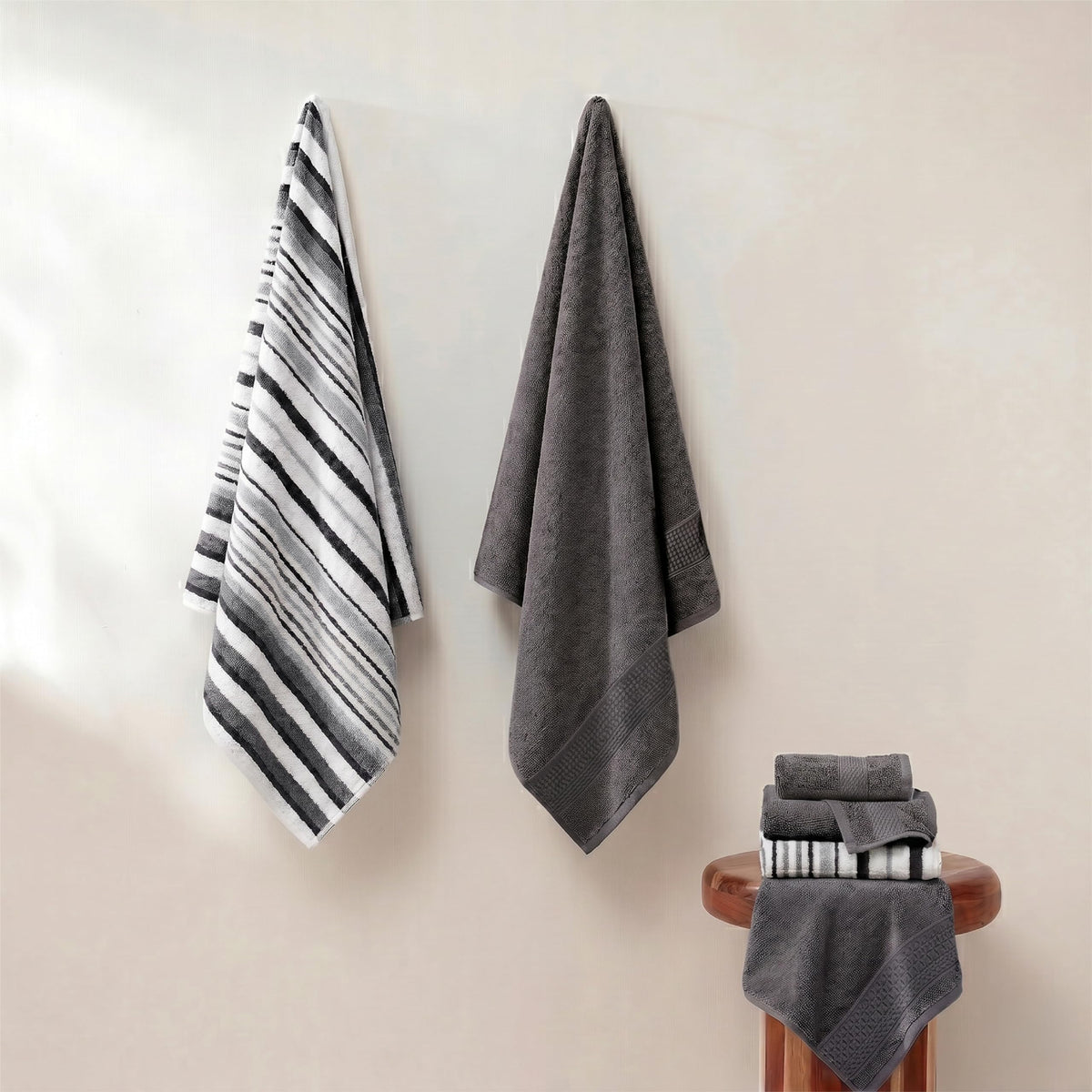 Modern Threads Pax solid bath towel folded for display