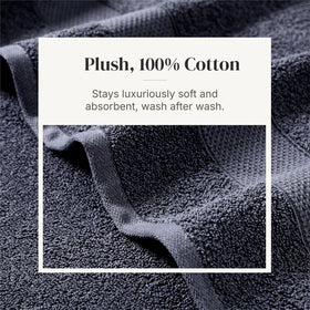 Modern Threads Pax solid denim washcloth for gentle cleansing and quick drying.