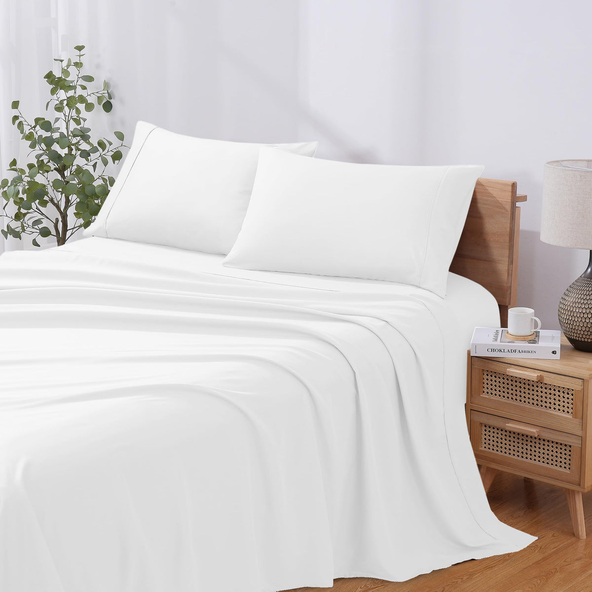 Modern Threads queen fitted sheet 14in pocket fits deep mattresses securely for a snug sleep.