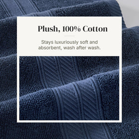 Modern Threads Reversible Yarn-Dyed Jacquard reveals Trefoil Filigree motif across towels.