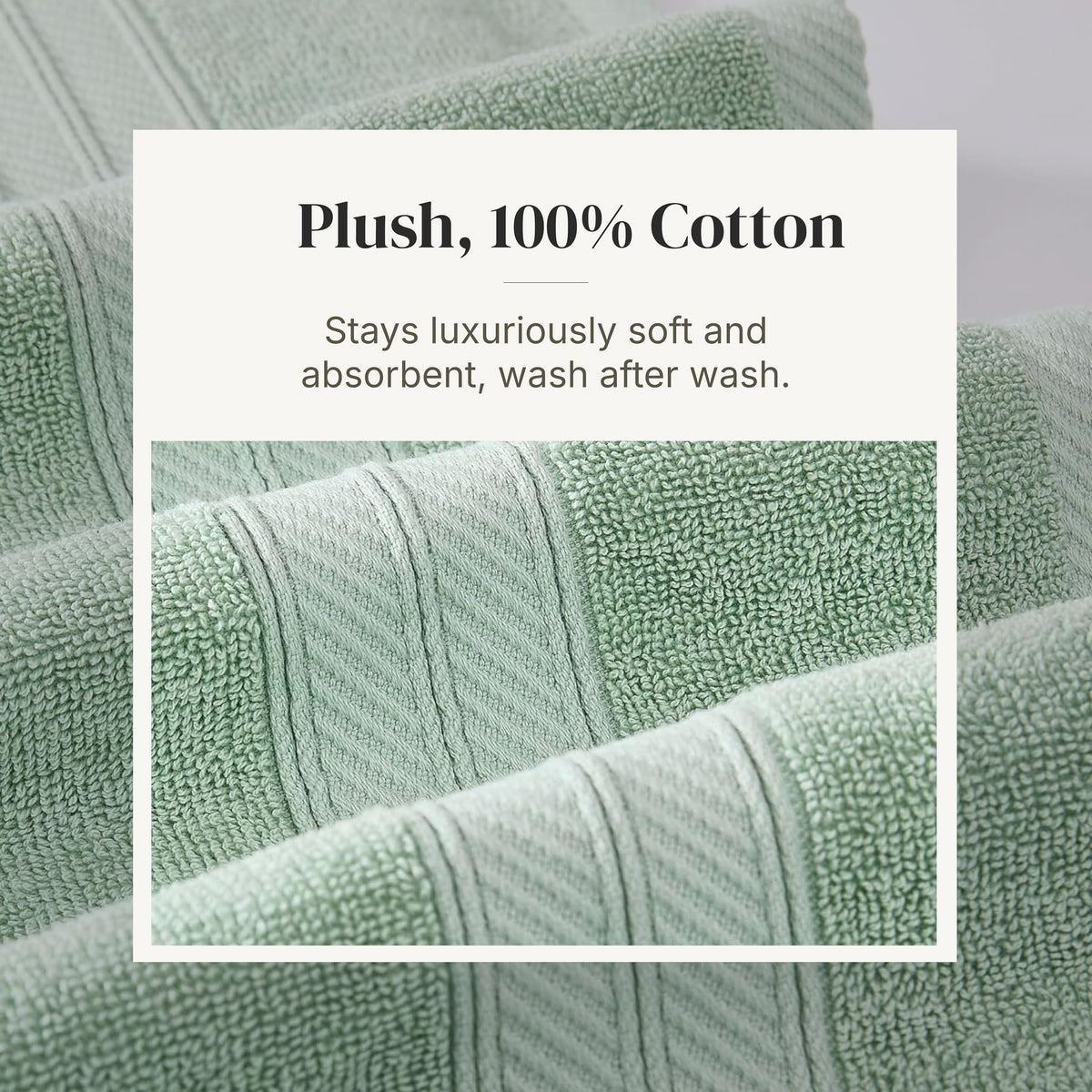 Modern Threads Sage Green towel set styled for a calm bathroom vibe.