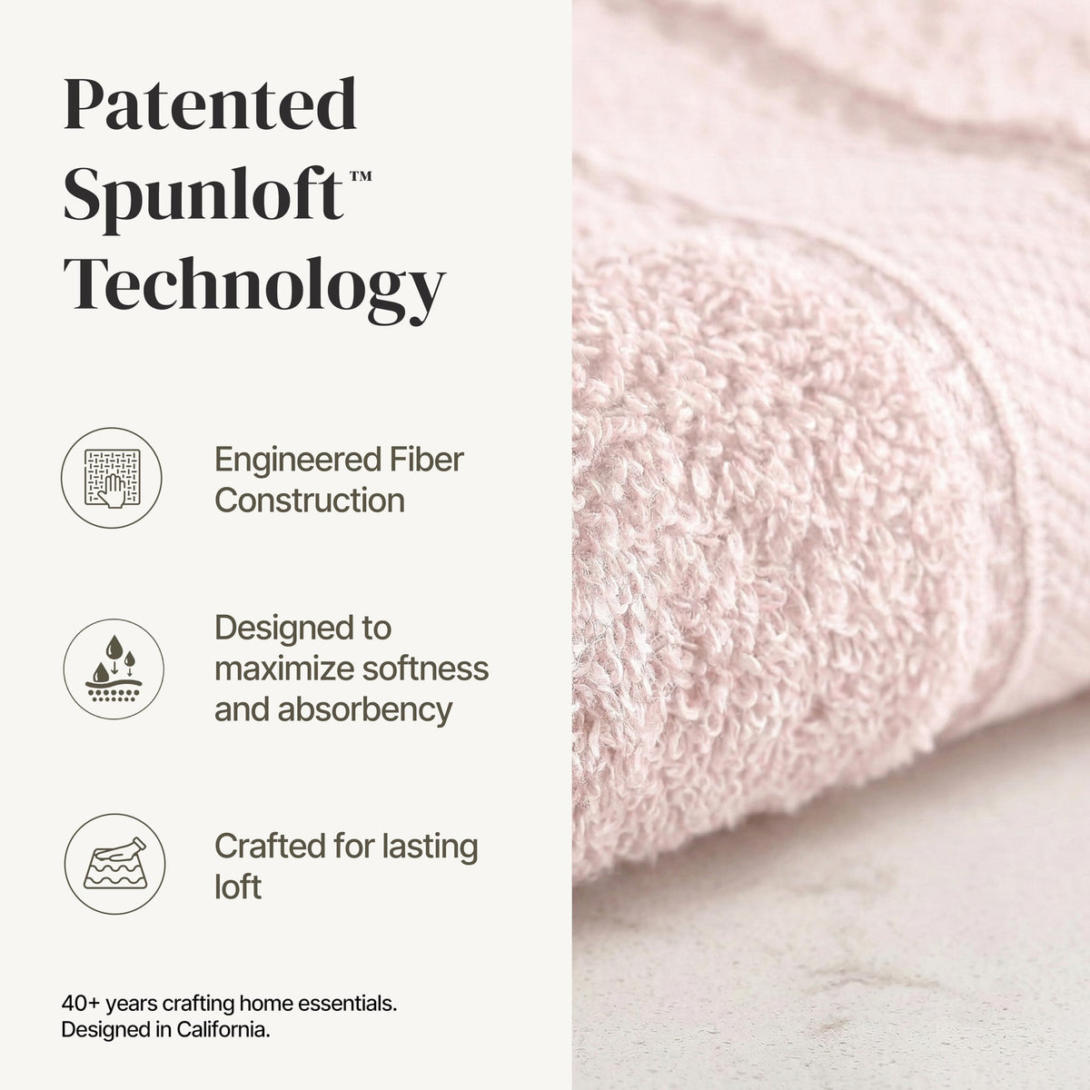 Modern Threads Spun Loft hand towels in blush with soft comfort and quick-dry performance.